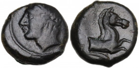 Sicily. Panormos. AE 13 mm, c. 339-330 BC. Obv. Laureate young male head left. Rev. Forepart of horse right; dolphin below. HGC 2 -; Buceti 93. AE. 2....