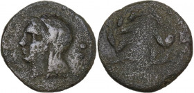 Sicily. Panormos. Under Roman Rule. AE Sextans, mid. 2nd century BC. Obv. Veiled head of Ceres left; two pellets behind. Rev. Pellet within corn-ears ...