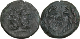 Sicily. Panormos. Under Roman Rule. AE As, after 212 BC. Naso quaestor. Obv. Head of Janus. Rev. NA/SO within laurel wreath. HGC 2 1690 (uncertain min...