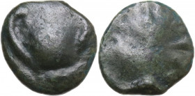 Sicily. Selinos. AE Cast Onkia, c. 440-425 BC. Obv. Kantharos; above, pellet. Rev. Selinon leaf. CNS I 10; HGC 2 1237. AE. 2.28 g. 14.00 mm. RR. Good ...