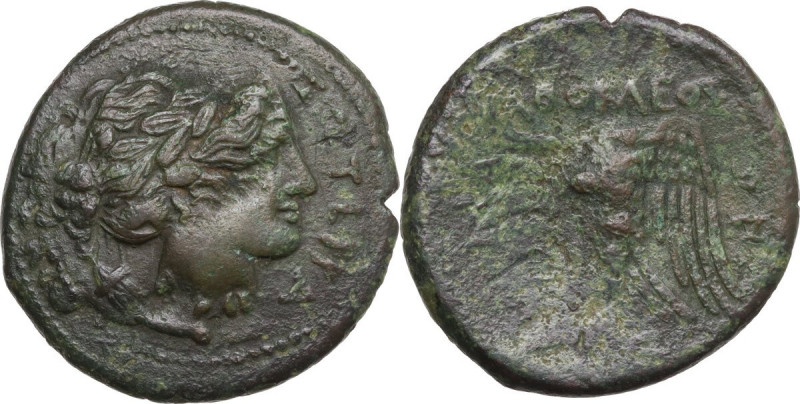 Sicily. Syracuse. Hiketas II (287-278 BC). AE Litra, c. 283-279 B.C. Overstruck ...