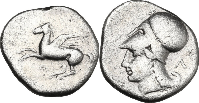 Continental Greece. Acarnania, Leukas. AR Stater, 400-330 BC. Obv. Pegasus flyin...