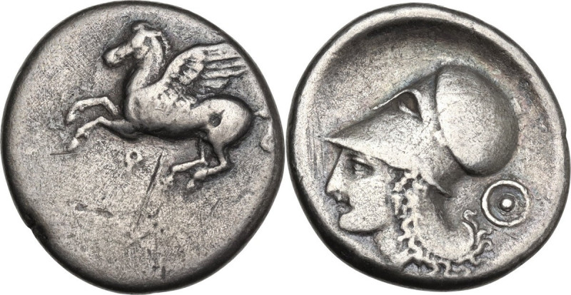 Continental Greece. Acarnania, Leukas. AR Stater, 400-360 BC. Obv. Pegasus flyin...