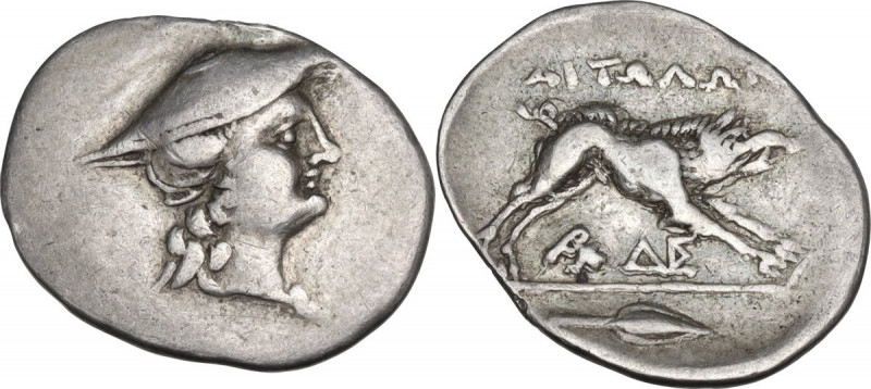 Continental Greece. Aitolia, Aitolian League. AR Triobol, c. 250-145 BC. Obv. He...