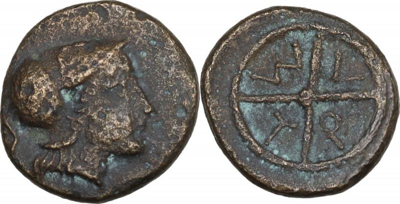 Greek Asia. Bithynia, Myrleia. AE 12 mm. 4th-3rd centuries BC. Obv. Head of Athe...