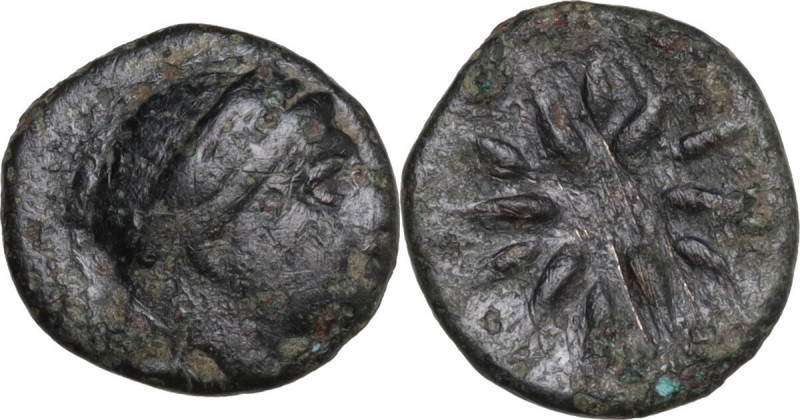 Greek Asia. Mysia, Gambreion. AE 11 mm. 4th century BC. Obv. Laureate head of Ap...