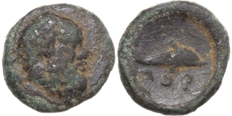 Greek Asia. Island off Mysia, Pordosilene. AE 9 mm, 400-380 BC. Obv. Head of Sil...