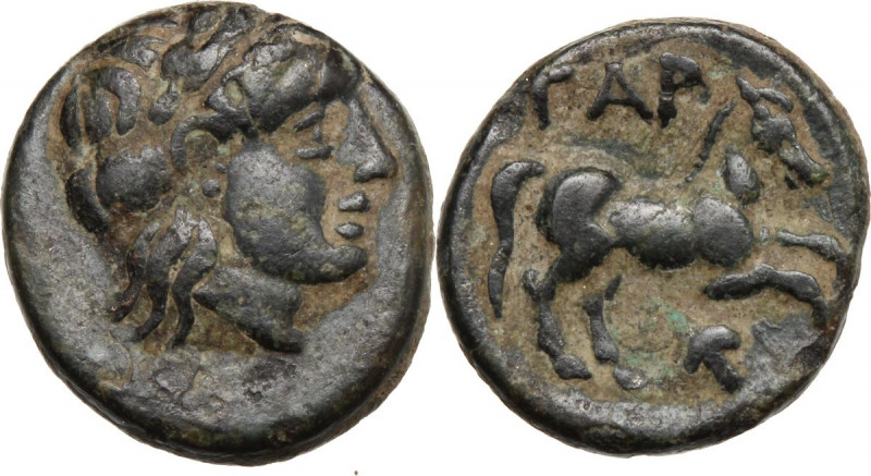 Greek Asia. Troas, Gargara. AE 9 mm, 420-400 BC. Obv. Head of Apollo right, laur...