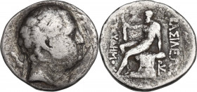 Greek Asia. Baktria, Indo-Greek Kingdoms. Euthydemos I (230-190 BC). AR Tetradrachm, B mint, 206-200 BC. Obv. Diademed head right. Rev. Herakles seate...