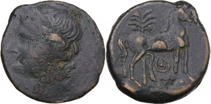 Africa. Zeugitania, Carthage. AE Trishekel. Second Punic War, c. 220-215 BC. Obv...