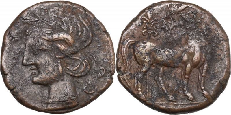 Africa. Zeugitania, Carthage. AE 22 mm, 221-210 BC. Obv. Head of Tanit left. Rev...