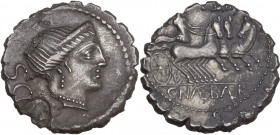 C. Naevius Balbus. AR Denarius, 79 BC. Obv. Diademed head of Venus right. Rev. Victory in triga right, holding reins; above, control numeral. Cr. 382/...