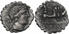 C. Naevius Balbus. AR Denarius 79 BC. Obv. Diademed head of Venus right. Rev. Victory in triga right, holding reins; above, control numeral. Cr. 382/1...