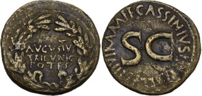 Augustus (27 BC - 14 AD). AE Dupondius, 16 BC. Obv. Legend within wreath. Rev. L...