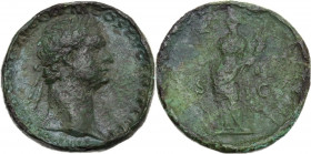 Domitian (81-96). AE \'Hammered\' As, 90-91. Obv. Laureate head right. Rev. Fortuna standing left, holding rudder and cornucopia. RIC II-p. 1 (2nd ed....