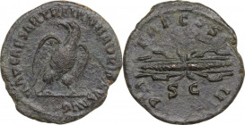 Hadrian (117-138). AE Quadrans, 121-122. Obv. Eagle standing right, head left. Rev. Thunderbolt. RIC II 625. AE. 2.70 g. 19.50 mm. Good VF.