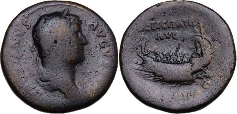 Hadrian (117-138). AE Sestertius, 132-135 AD. Obv. Laureate and draped bust righ...