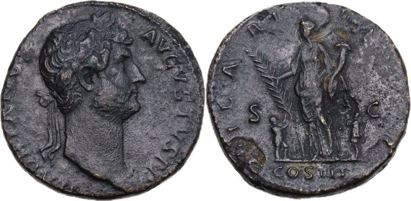 Hadrian (117-138). AE Sestertius, Rome mint. Obv. HADRIANVS AVGVSTVS PP. Laureat...