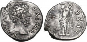 Aelius Caesar (136-138). AR Denarius, 137 AD. Obv. Head right. Rev. Felicitas standing left, holding caduceus and cornucopiae. RIC II (Hadrian) 430a. ...