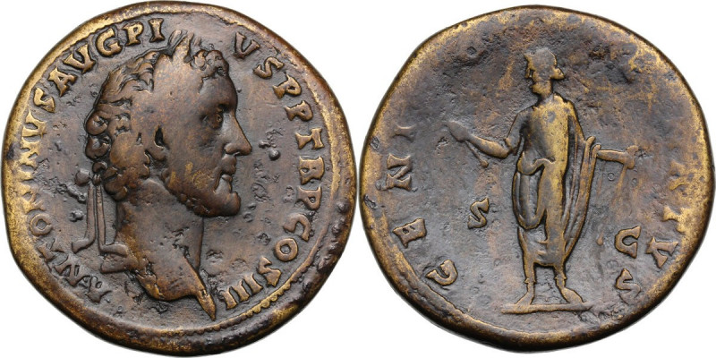 Antoninus Pius (138-161). AE Sestertius, 140-144 AD. Obv. ANTONINVS AVG PIVS PP ...