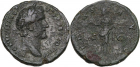Antoninus Pius (138-161). AE As, 145-161. Obv. Bust right, laureate, draped, cuirassed. Rev. Pietas standing left, holding patera. RIC III 823. AE. 14...