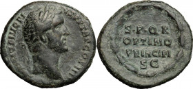 Antoninus Pius (138-161). AE As, Rome mint, 145-161 AD. Obv. ANTONINVS AVG PIVS PP TR P COS IIII. Laureate head right. Rev. SPQR/OPTIMO/PRINCIPI/SC in...