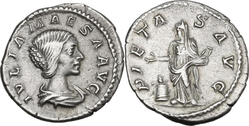 Julia Maesa (died 225 AD). AR Denarius, 218-222. Obv. Draped bust right. Rev. Pi...