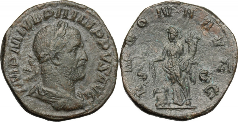 Philip I (244-249). AE Sestertius, 244-249 AD. Obv. Laureate, draped and cuirass...