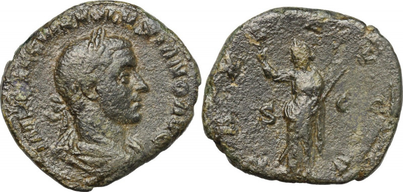 Volusian (251-253). AE Sestertius, 251-253. Obv. Bust right, laureate, draped, c...