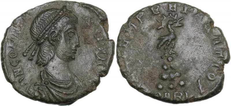 Constans (337-350). AE Follis. Arelate mint, c. 348-350 AD. Obv. Pearl-diademed,...