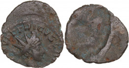 Barbarous Radiates. AE Antoninianus. Imitating Tetricus I. Obv. Radiate and cuirassed bust right. Rev. Blank?. AE. 2.17 g. 20.00 mm. Interesting minti...