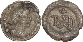 Ostrogothic Italy, Theoderic (493-526). AR 1/4 Siliqua, Rome mint, 518-526, struck in the name of Justin I. Obv. Diademed, draped and cuirassed bust o...