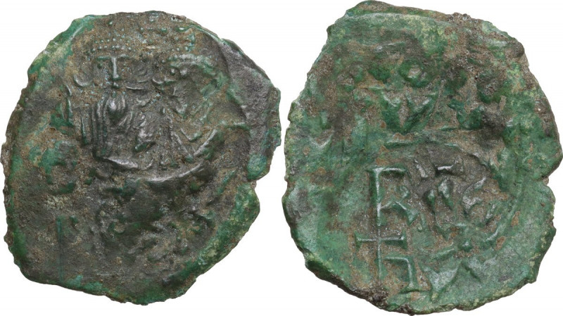 Heraclius, with Heraclius Constantine (610-641). AE Follis, Syracuse mint. Obv. ...