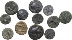 Greek World. Multiple lot of twelve (12) unclassified AE coins. AE.