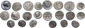 The Roman Republic. Lot of eleven (11) AR denominations; including; Victoriatus, Denarii and Quinarii. VF:F.