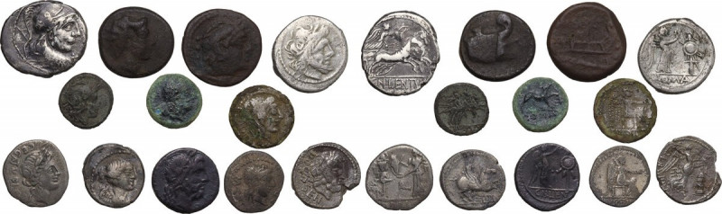 The Roman Republic. Lot of twelve (12) unclassified coins; including: 3 AE denom...