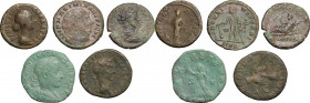 Roman Empire. Multiple lot of five (5) unclassified AE coins (Nerva to Maximianus). AE.