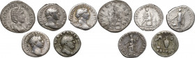 The Roman Empire. Lot of five (5) AR denominations; including: Vespasian, Trajan, Otacilia Severa. VF:About VF.