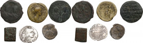 Roman Republic to Byzantine Empire. Lot of 6 unclassified denominantions; including 1 AR Denarius. About VF:F.
