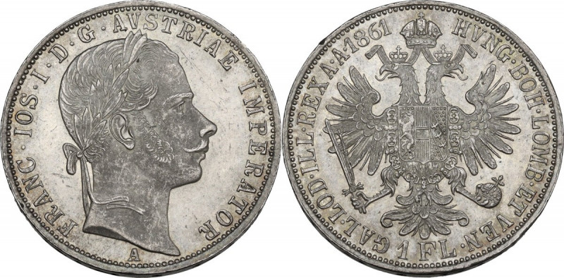 Austria. Franz Joseph (1848-1916). AR Florin 1861 A, Wien mint. KM 2219. AR. 12....