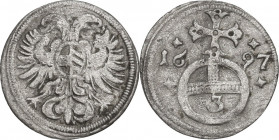Germany. Leopold I (1657 - 1705). AR 3 Pfennig, Silesia, Oppeln mint, 1697. KM 438. AR. 0.70 g. 16.00 mm. VF.