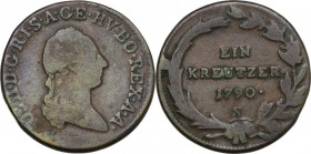 Hungary. Joseph II (1765-1790). AE Kreuzer 1790 S, Schmöllnitz mint. Herinek 418. Huszár 1896. AE. 7.49 g. 24.00 mm.