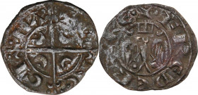 Italy. Federico II di Svevia (1197-1250). BI Denaro, Messina mint. Sp. 86; Travaini 1993 15; D'Andrea 95. MI. 0.54 g. 14.50 mm. RR. Minted for the wed...