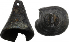 Bronze 'tintinnabulum'. Roman period, 1st-3rd century AD. Height 34 mm.