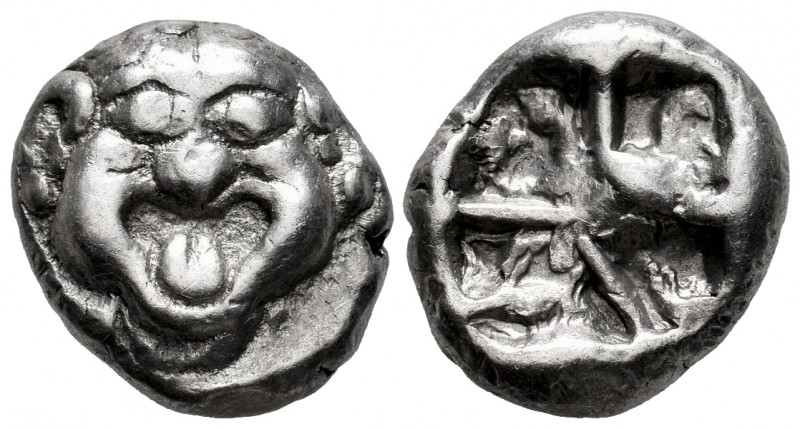 Mysia. Parion. Drachm. 5th century BC. (Sng BN-1351-2). Anv.: Facing gorgoneion ...