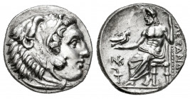 Kingdom of Macedon. Alexander III, "The Great". Drachm. 334-323 BC. Sardes. (Price-2578). Anv.: Head of Herakles right, wearing lion's skin. Rev.: Zeu...