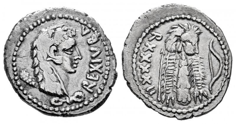 Mauritania. Iuba II. Denarius. Dated year 42 = 17-18 AD. Caesarea. (Sng Cop-585 ...