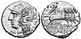 Baebius. Marcius Baebius Q.f. Tampilus. Denarius. 137 BC. Rome. (Ffc-198). (Craw-326/1a). (Cal-269). Anv.: Head of Roma Ieft, X below chin, TAMPIL, be...