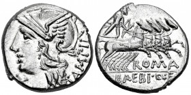 Baebius. Marcius Baebius Q.f. Tampilus. Denarius. 137 BC. Rome. (Ffc-201). (Craw-236/1a). (Cal-270a). Anv.: Head of Roma Ieft, with a necklace of a do...