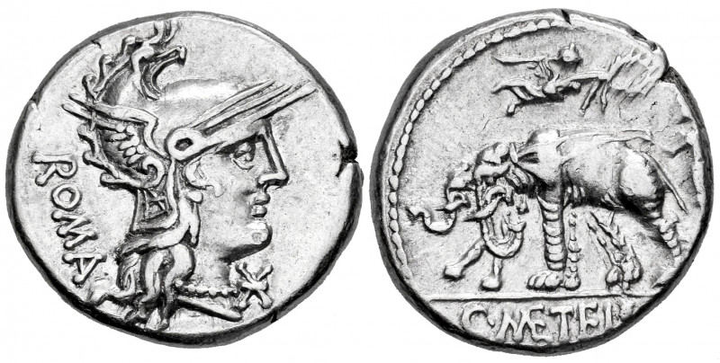 Caecilius. C.Caecilius Metellus Caprarius. Denarius. 125 BC. Rome. (Ffc-203). (C...